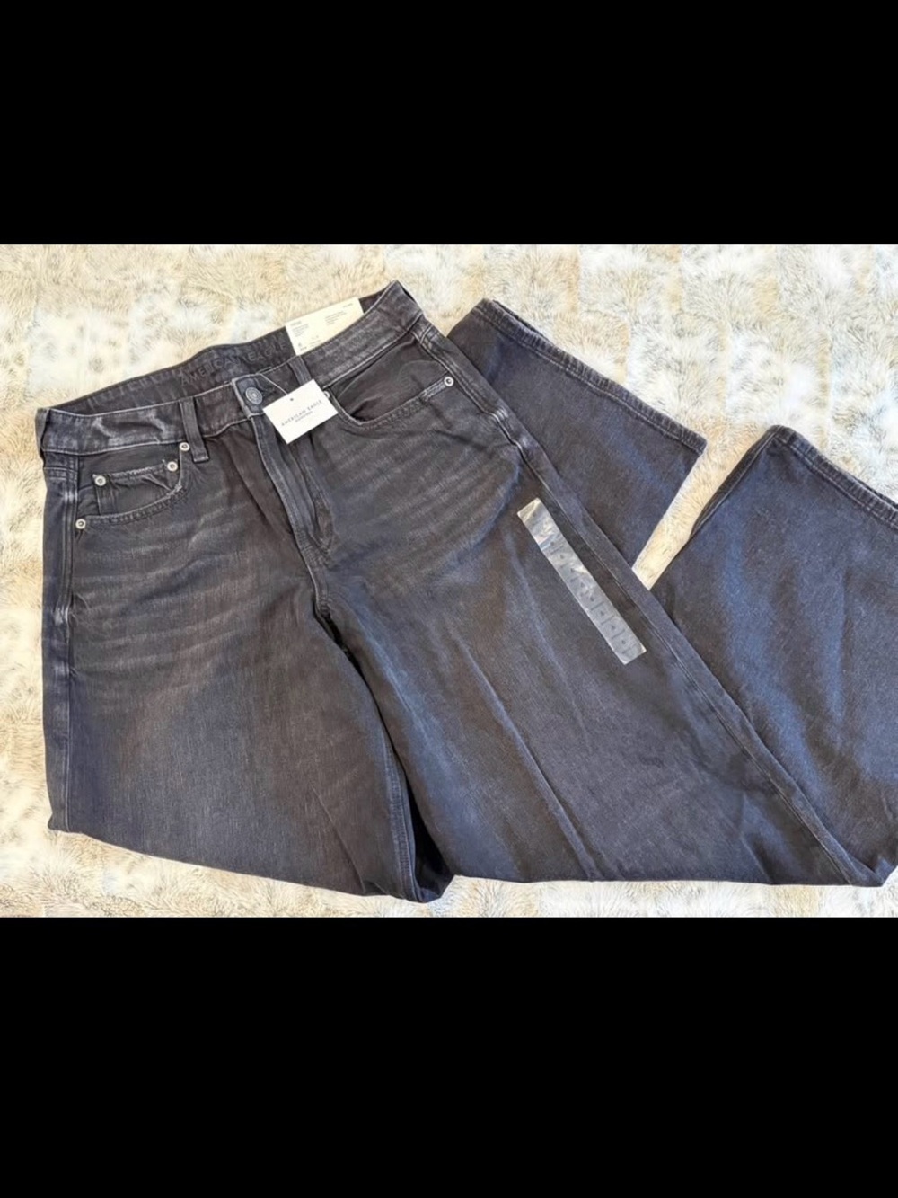 NWT American Eagle Strigid Super High-Rise Ultra Wide-Leg Jeans Charcoal 6